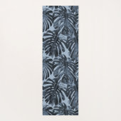 Tropical Dark Blue Monstera Jungle Leaves Yogamat (Achterkant)