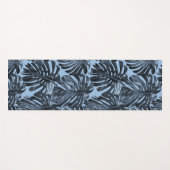Tropical Dark Blue Monstera Jungle Leaves Yogamat (Voorkant (horizontaal))