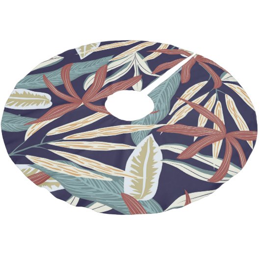 Tropical Dark: Creative Plant Print Kerstboom Rok (Gekanteld)