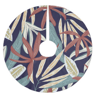 Tropical Dark: Creative Plant Print Kerstboom Rok