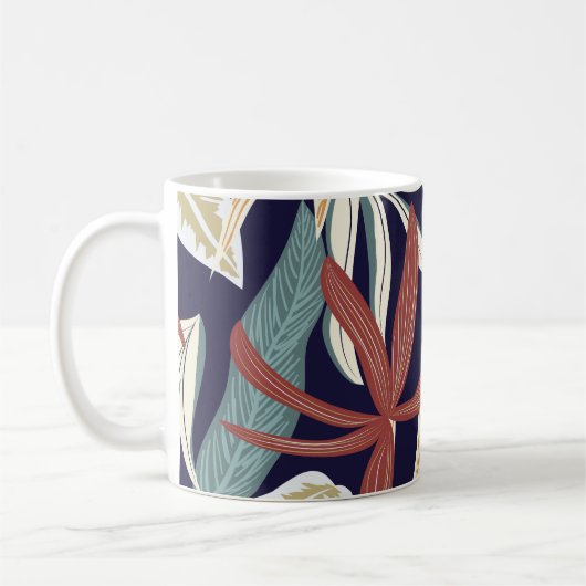 Tropical Dark: Creative Plant Print Koffiemok (Links)