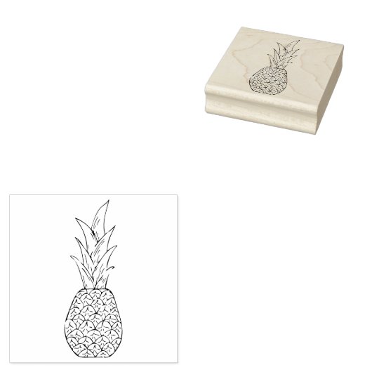 Tropical Delight Eenvoudige Outline Ananas Art Rubberstempel (Gestempeld)