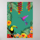 Tropical Delight hummingbird toucan flowers  Poster (Voorkant)