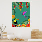Tropical Delight hummingbird toucan flowers  Poster (Keuken)