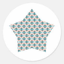 Tropical Desert Sinaasappel en Blauwgroen Harlekij Ronde Sticker