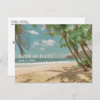 Tropical Destination Beach Wedding Save the Date Aankondigingskaart