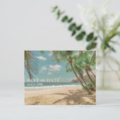 Tropical Destination Beach Wedding Save the Date Aankondigingskaart (Staand voorkant)