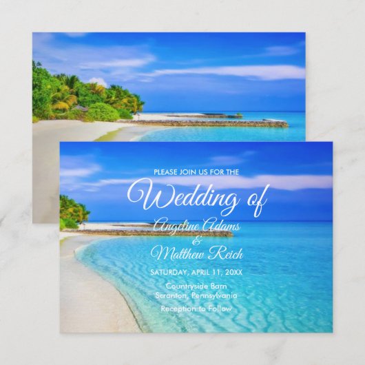 Tropical Destination Beach Zee Wedding Kaart (Voorkant / Achterkant)