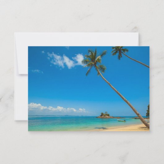 Tropical Destination Beach Zee Wedding Kaart (Achterkant)