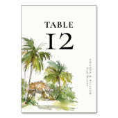 Tropical Destination Table Number Card Kaart (Voorkant)