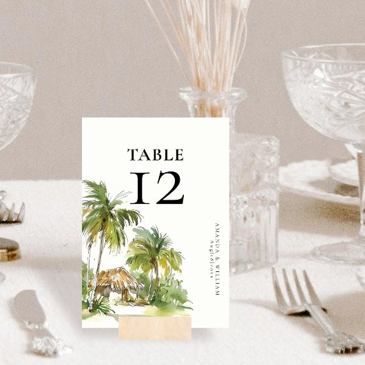 Tropical Destination Table Number Card Kaart
