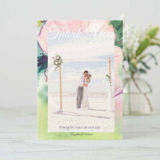 Tropical Destination Wedding  Bedankkaart (Staand voorkant)