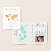 Tropical Destination Wedding Passport Wereldkaart Folie Kaarten (Display)