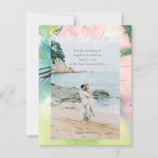 Tropical Destination Wedding  Save The Date (Voorkant)