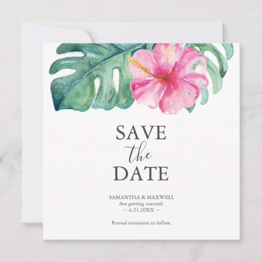 Tropical Destination Wedding Sla de datumkaarten o Save The Date (Voorkant)