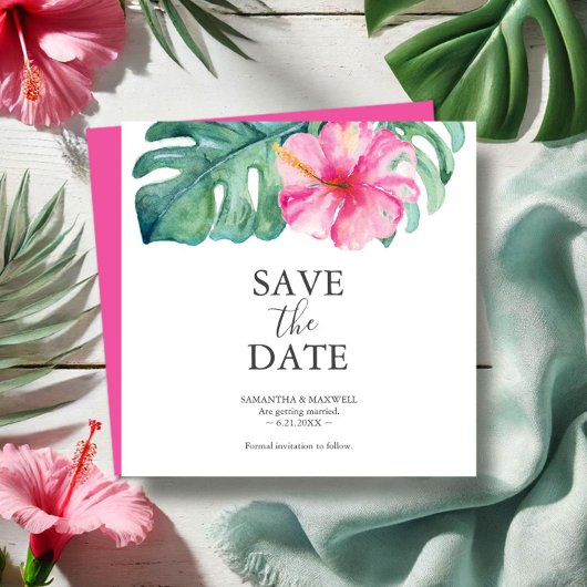 Tropical Destination Wedding Sla de datumkaarten o Save The Date