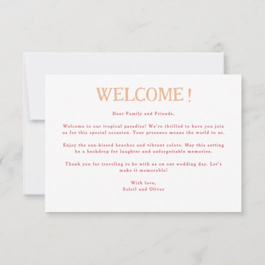 Tropical Destination Wedding Welcome Note (Achterkant)