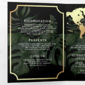 Tropical Destination Wereldkaart Alles in één brui Drieluik Uitnodiging (Binnenzijde eerst)