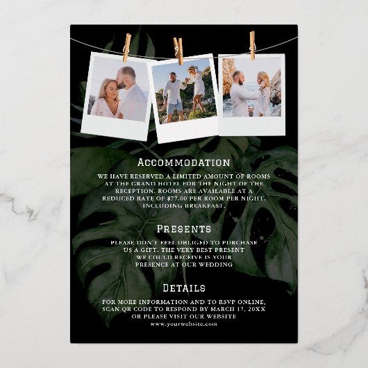 Tropical Destination Wereldkaart Alles in één brui Folie Uitnodiging (Achterkant)