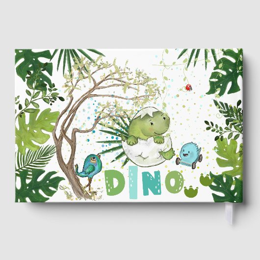 Tropical Dino Baby shower Gastboek Verhaal Verhaal Gastenboek (Achterkant)