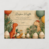 Tropical Dinosaur Theme Baby Shower Diapper Raffle Informatiekaartje (Voorkant)