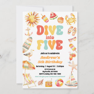 Tropical Dive into Five Pool Party Invitation Kaart