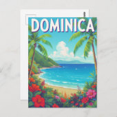 Tropical Dominica Beach Palm Tree Travel Briefkaart (Voorkant / Achterkant)