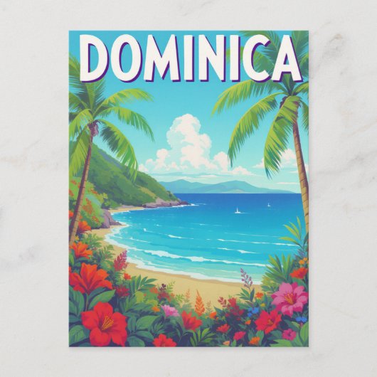 Tropical Dominica Beach Palm Tree Travel Briefkaart (Voorkant)