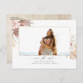 Tropical Dried Palm Leaf Sla de datum foto op Aankondigingskaart (Voorkant / Achterkant)