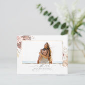 Tropical Dried Palm Leaf Sla de datum foto op Aankondigingskaart (Staand voorkant)