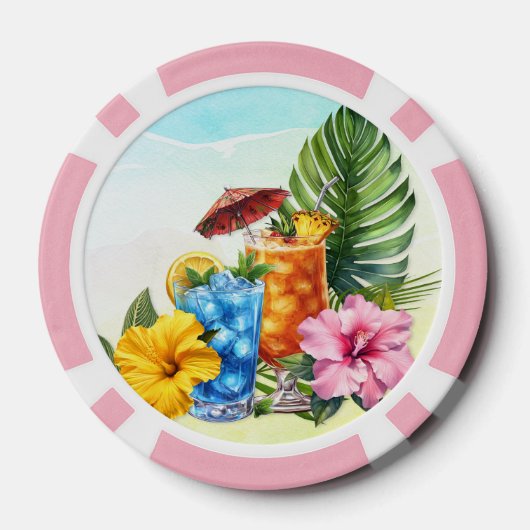 Tropical Drinks and Flowers Poker Chips (Achterkant)