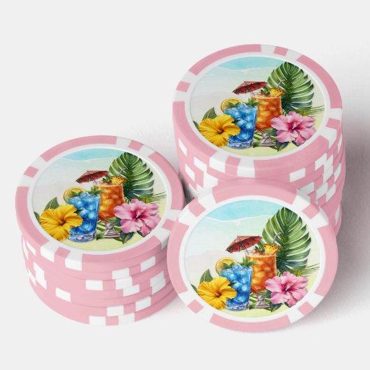 Tropical Drinks and Flowers Poker Chips (Opstapeling)