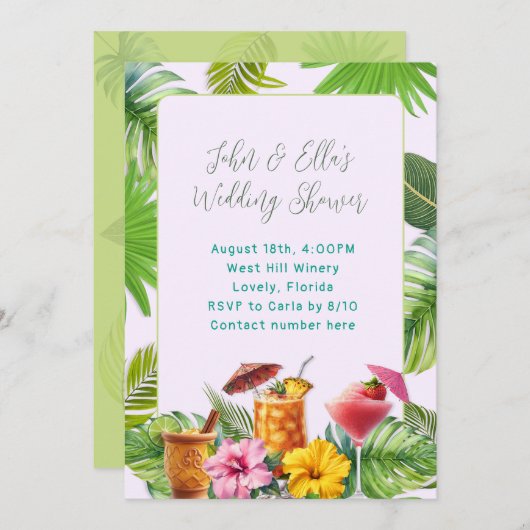 Tropical Drinks Couples Shower invitation Kaart (Voorkant / Achterkant)
