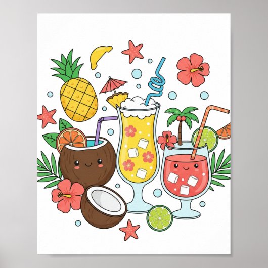 Tropical Drinks – Cute Summer Cocktail Poster (Voorkant)