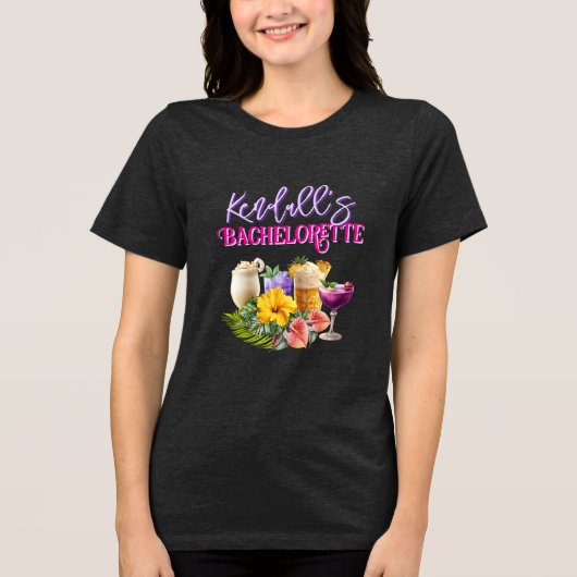 Tropical Drinks Personalized Bachelorette T-shirt (Voorkant)