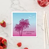 Tropical Dusk With Pink Palm Trees Happy Birthday Servet (Insitu)