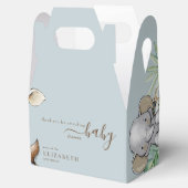 Tropical Dusty Blue Oerwoud Baby shower Bedankdoosjes (Geopend)