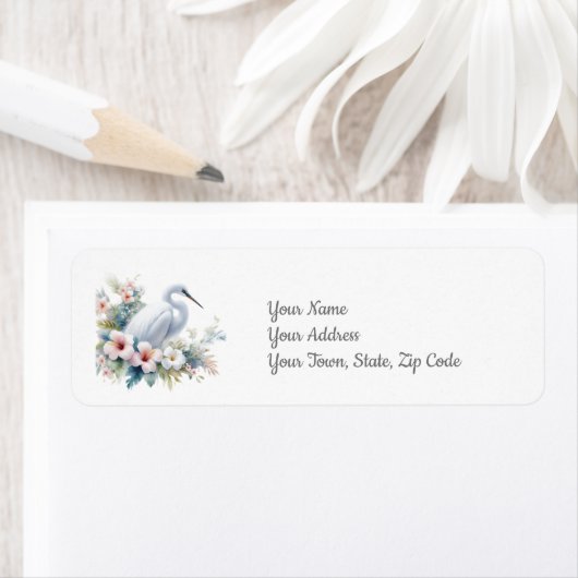 Tropical Egret Bird Island Beach aan de kust Etiket (Insitu)