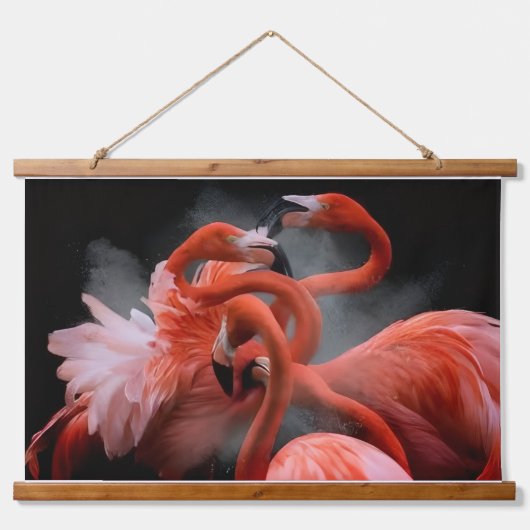 Tropical Elegance Flamingo Dance Photography Hangend Wandkleed (Voorkant)