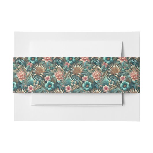 Tropical Elegance Invitation Belly Band Uitnodigingen Wikkel (Voorkant Voorbeeld)