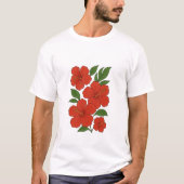 Tropical Elegance Red Hibiscus on Black T-shirt (Voorkant)