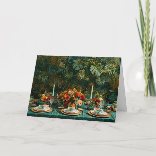 🌿 Tropical Elegance Thanksgiving Greeting Card 🌺 Feestdagen Kaart (Voorkant)