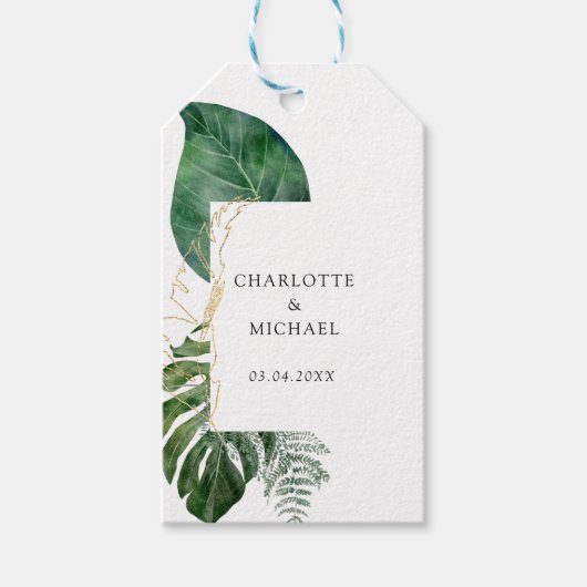 Tropical Elegant Plant Trending Wedding Cadeaulabel (Voorkant)