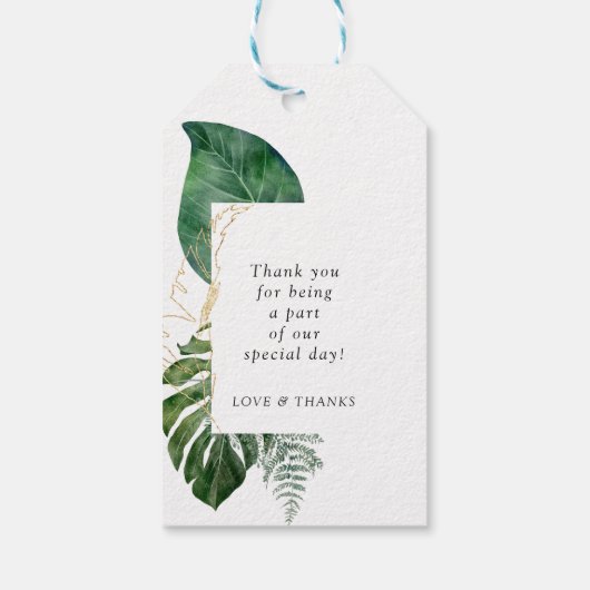 Tropical Elegant Plant Trending Wedding  Cadeaulabel (Achterkant)