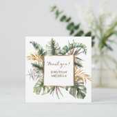 Tropical Elegant Watercolor Palms Thank You Card (Staand voorkant)