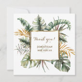 Tropical Elegant Watercolor Palms Thank You Card (Voorkant)
