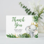 Tropical Elephant Boy Baby shower bedankje Bedankkaart (Staand voorkant)