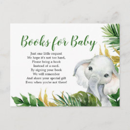 Tropical Elephant Boy Baby shower Boeken voor Baby Uitnodiging Briefkaart