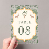 Tropical Elephant Wedding Acrylic Table Number Acryl Uitnodigingen (Insitu (Draagbaar))