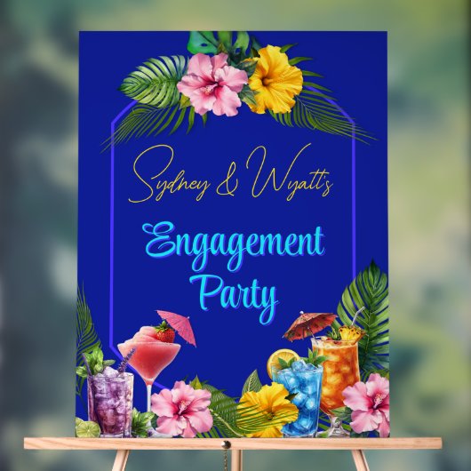 Tropical Engagement Party Pre-Wedding Event Acryl Bord (Neutraal)